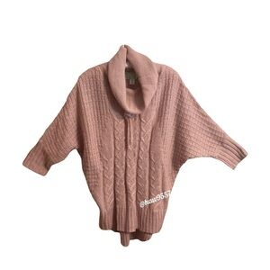 Anthropologie Ruby Moon Cowl Neck Wool Knit Pink Pullover Sweater Women's Size M